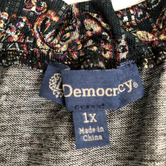 DEMOCRACY WOMEN'S TOPS PLUS SIZE 1X PULLOVER PAISLEY LONG FLOUNCE SLEEVE - Picture 9 of 10